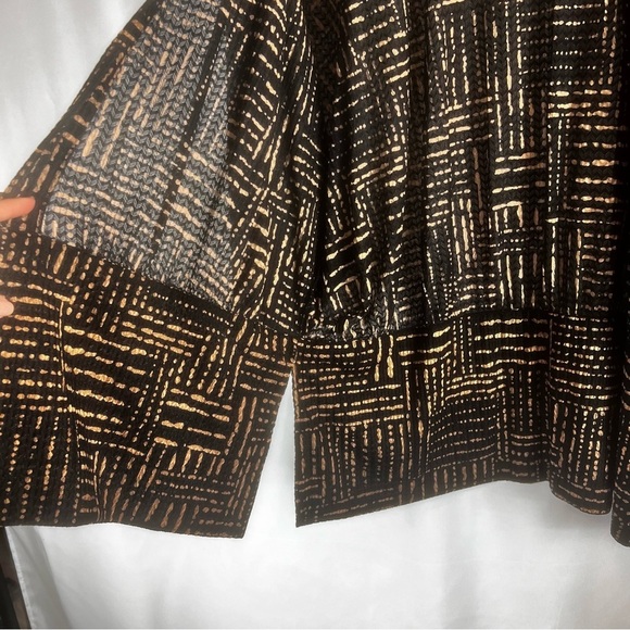 Chico's Open Kimono Cardigan Modest top 
Black, Tan Patterned Cardigan Sz:2 - Picture 5 of 12